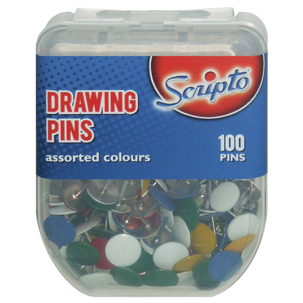 SCRIPTO DRAWING PINS 100's National Stationery