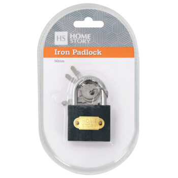 IRON PADLOCK – 50mm – 1’s – 3 Keys