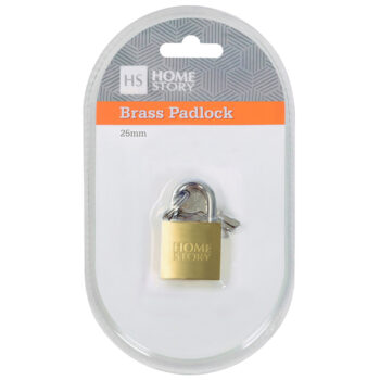 BRASS PADLOCK – 25mm – 1’s – 3 Keys