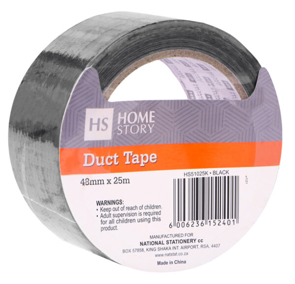 DUCT TAPE 48mmx25m – Large core – Black – Bulk