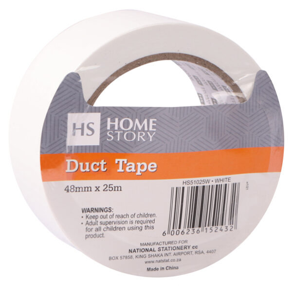 DUCT TAPE 48mmx25m – Large core – White – Bulk